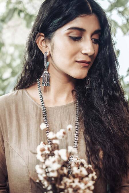 Dot_Beige Cotton Round Anarkali Kurta _Online_at_Aza_Fashions