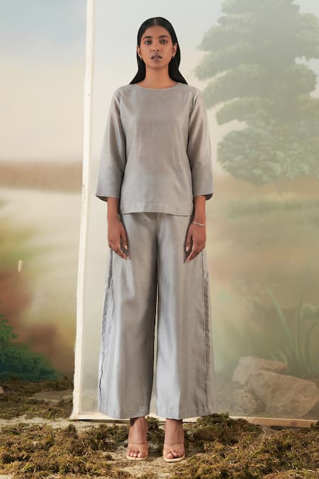 Febo6 Chanderi Top & Pant Set 