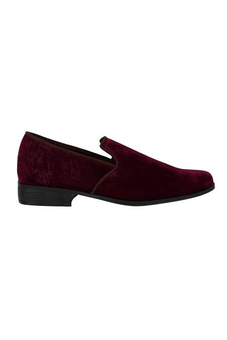 Veruschka By Payal Kothari Maroon Velvet Loafers 3