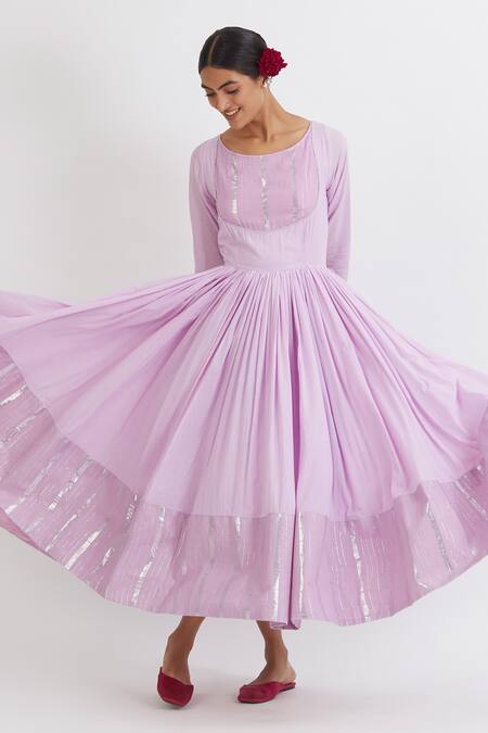 Buy Peeli Dori Purple Rose Cotton Embroidery Round Gota Anarkali With Dupatta Online at Aza Fashions Buy_Peeli Dori_Purple Rose Cotton Embroidery Round Gota Anarkali With Dupatta _Online_at_Aza_Fashions