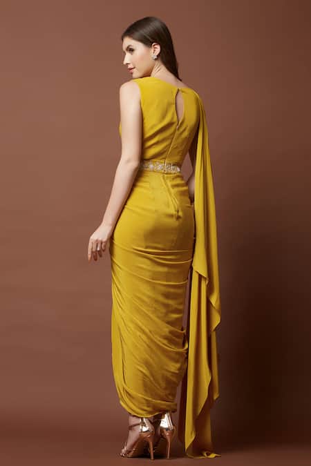 Aayushi Maniar Crepe Silk Draped Gown 