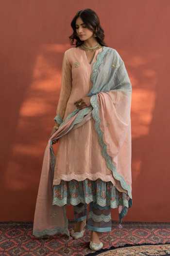 Naaz By Noor Chanderi Striped Kurta Set 