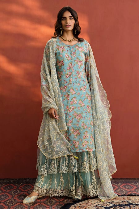 NAAZ BY NOOR Floral Print Kurta Set 