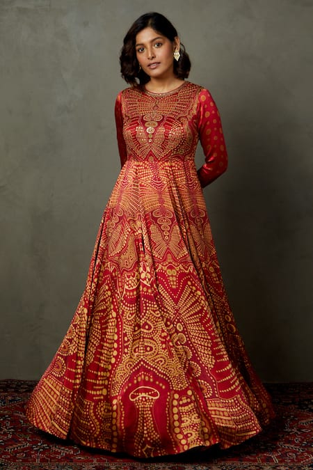 Red Plain Ladies Party Wear Gown Dress, 3/4th Sleeves at Rs 1999 in New  Delhi
