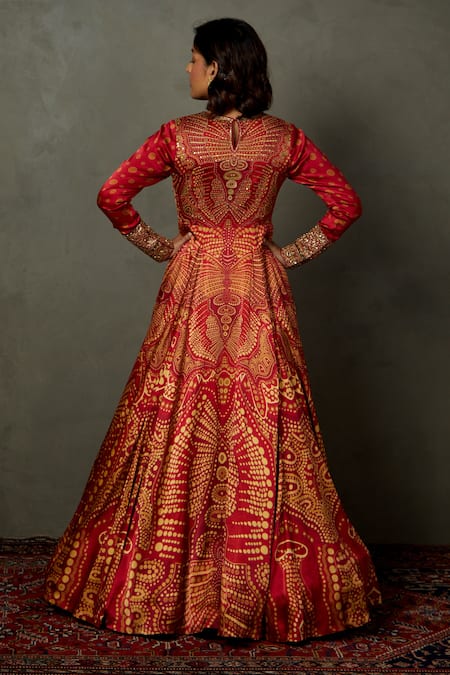 Buy Black & Rust Waterfall Embroidered Dress Online - RI.Ritu Kumar  International Store View