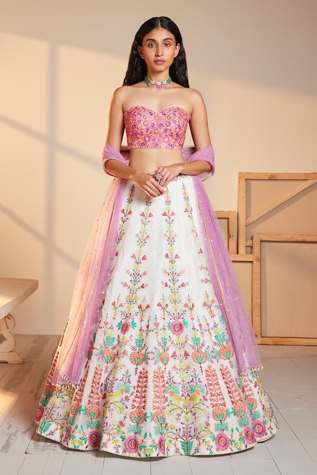 Green Meadow Lehenga Set | Embellished blouse, Lehenga, Sequence skirt