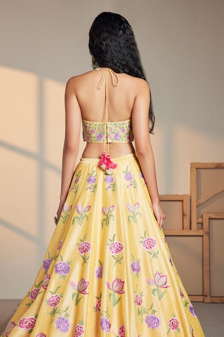 Chamee And Palak Flower Of Life Embroidered Bridal Lehenga Set 