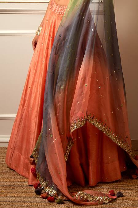 Buy Loka By Veerali Raveshia Pink Organza, Dupion , Chanderi Mirror Work, Sequins, Lehenga Set Online at Aza Fashions Buy_Loka By Veerali Raveshia_Pink Organza, Dupion , Chanderi Mirror Work, Sequins, Lehenga Set _Online_at_Aza_Fashions