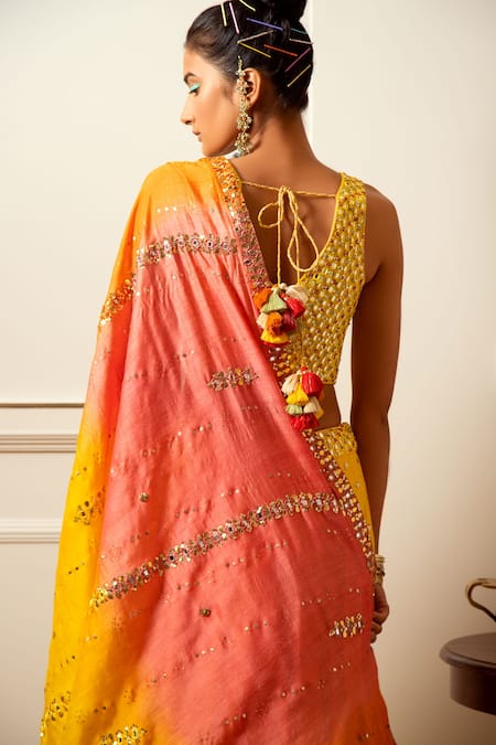 Loka By Veerali Raveshia Mirror Work Lehenga Set 