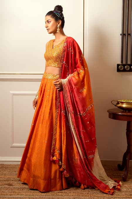 Loka By Veerali Raveshia Mirror Work Lehenga Set 