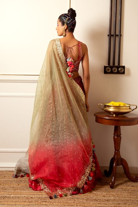 Loka By Veerali Raveshia Mirror Work Lehenga Set 