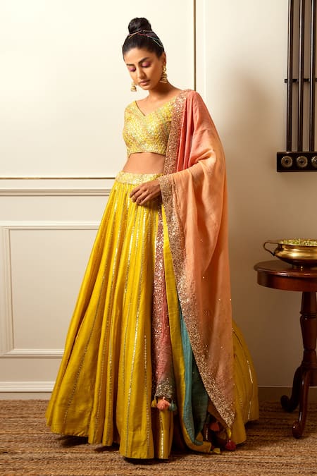Loka By Veerali Raveshia Mirror Work Lehenga Set 