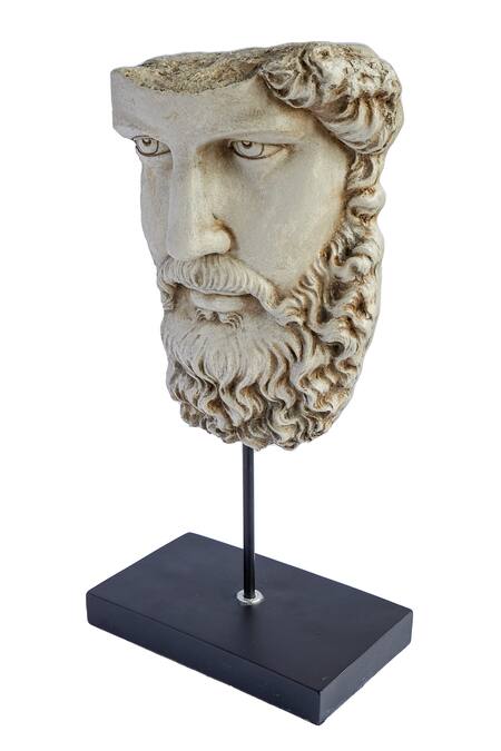 Shop_H2H_Beige Metal Alloy Artificial Stones Bearded Man Sculpture _at_Aza_Fashions