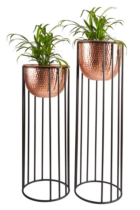 H2h_Brown Copper Hammered Planter Of 2_Online_at_Aza_Fashions