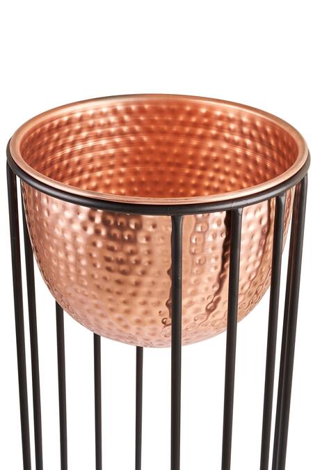 Shop_H2h_Brown Copper Hammered Planter Of 2_Online_at_Aza_Fashions