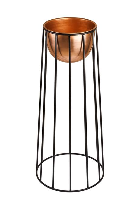 H2h_Brown Metal Alloy Artificial Stones Planter Set Of 2_Online_at_Aza_Fashions