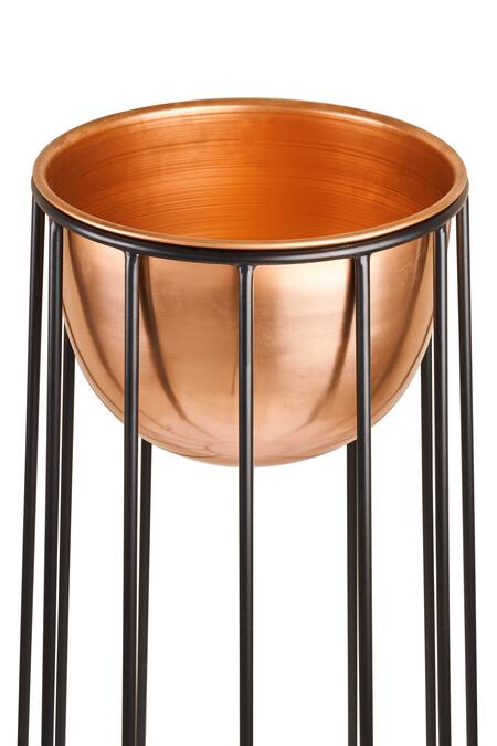 Buy_H2h_Brown Metal Alloy Artificial Stones Planter Set Of 2_Online_at_Aza_Fashions