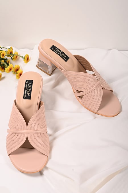 Miraki_Pink Strappy Transparent Block Heels _Online_at_Aza_Fashions
