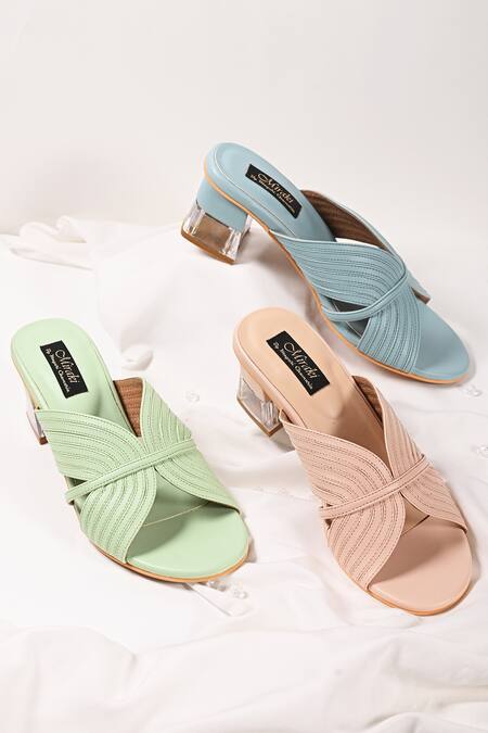 Buy_Miraki_Pink Strappy Transparent Block Heels _Online_at_Aza_Fashions