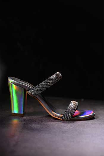 Shop_Miraki_Black Rhinestones Embellished Block Heels _Online_at_Aza_Fashions