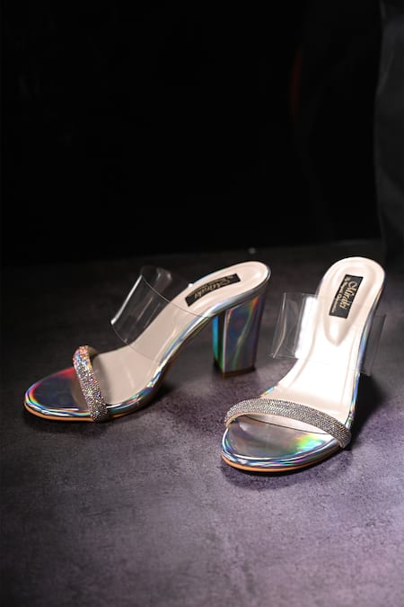 Elegant Snakeskin Leather High Heels Blue Hologram Iridescent Light Color  Dress | eBay