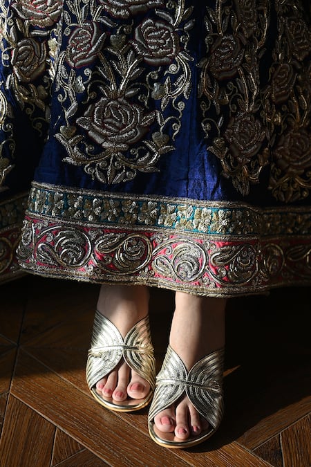 Miraki_Gold Metallic Block Heels _Online_at_Aza_Fashions