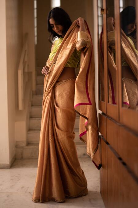 Buy Priyanka Raajiv Gold Silk Tissue Chanderi Kundan Stones, Zardozi Haimi Saree Online at Aza Fashions Buy_Priyanka Raajiv_Gold Silk Tissue Chanderi Kundan Stones, Zardozi Haimi Saree _Online_at_Aza_Fashions