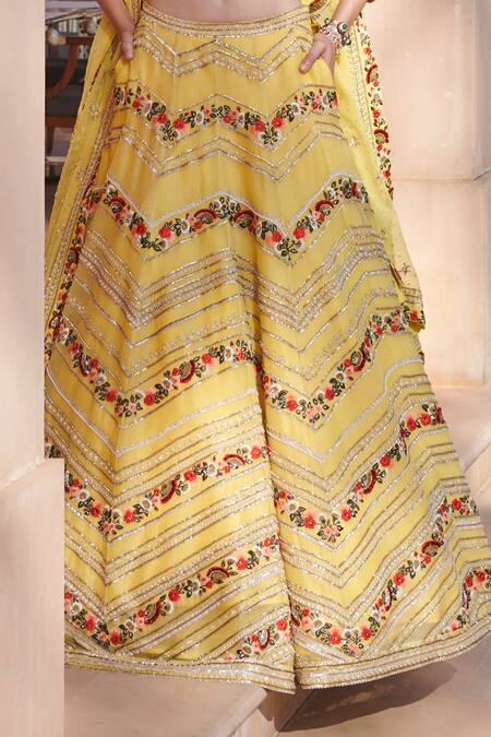 Shop Sahil Kochhar Yellow Silk Organza U Neck Bridal Lehenga Set Online at Aza Fashions Shop_Sahil Kochhar_Yellow Silk Organza U Neck Bridal Lehenga Set _Online_at_Aza_Fashions