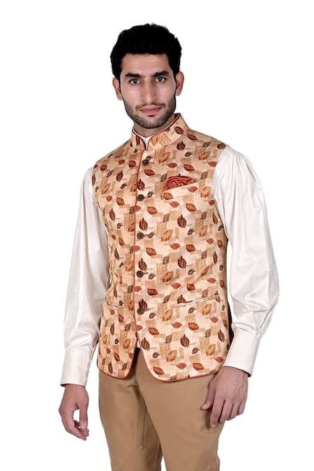 Jaipuri Printed Half Jacket Buy Multi Color Linen Printed Nehru