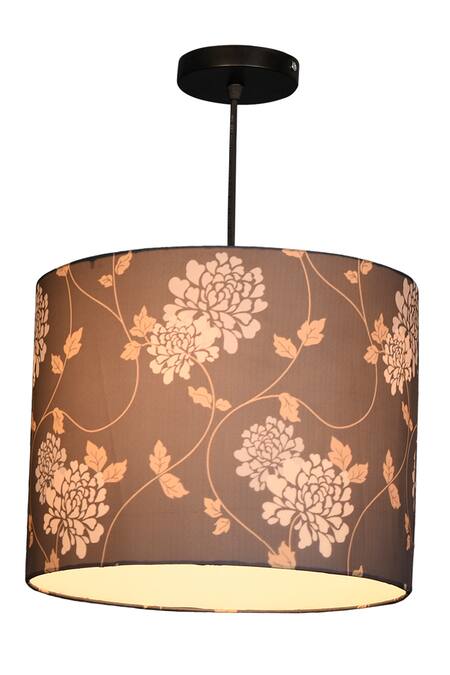 Green Girgit_Multi Color Canvas Print Golden Leaves Round Hanging Shade_Online_at_Aza_Fashions