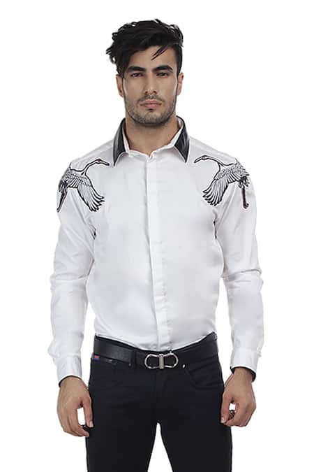 Abkasa Slim-Fit Patchwork Shirt 