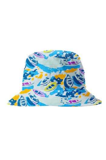 Hair Drama CO_Blue Abstract Print Bucket Hat_Online_at_Aza_Fashions