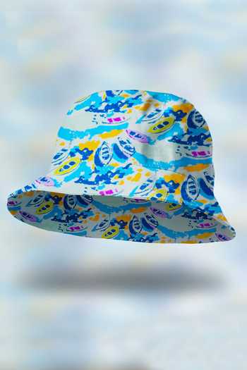 Buy_Hair Drama CO_Blue Abstract Print Bucket Hat_Online_at_Aza_Fashions