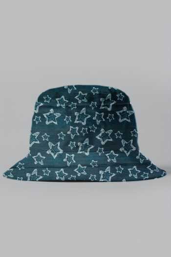 Hair Drama CO_Blue Abstract Print Bucket Hat_Online_at_Aza_Fashions
