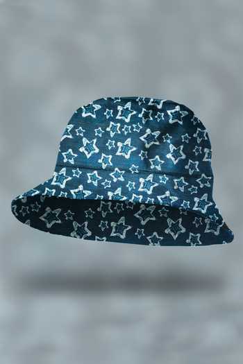 Shop_Hair Drama CO_Blue Abstract Print Bucket Hat_Online_at_Aza_Fashions