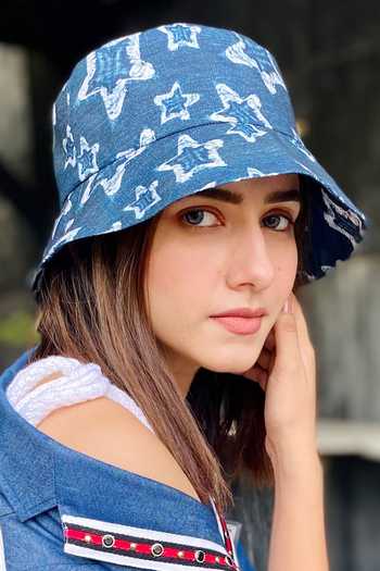 Hair Drama CO_Blue Abstract Print Bucket Hat_Online_at_Aza_Fashions