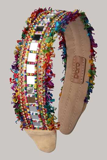 House Of D"Oro_Multi Color Mirror Embellished Hairband_Online_at_Aza_Fashions