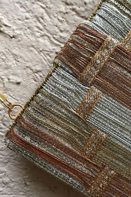 Bhavna Kumar Multi Color Embroidery Tassel Box Clutch With Sling Online at Aza Fashions Bhavna Kumar_Multi Color Embroidery Tassel Box Clutch With Sling _Online_at_Aza_Fashions