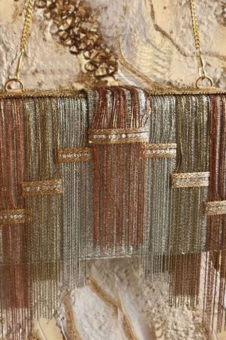 Buy Bhavna Kumar Multi Color Embroidery Tassel Box Clutch With Sling Online at Aza Fashions Buy_Bhavna Kumar_Multi Color Embroidery Tassel Box Clutch With Sling _Online_at_Aza_Fashions