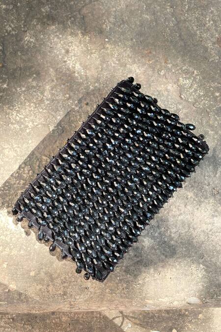 Bhavna Kumar Black Embroidery Crystal Box Clutch With Sling Online at Aza Fashions Bhavna Kumar_Black Embroidery Crystal Box Clutch With Sling _Online_at_Aza_Fashions