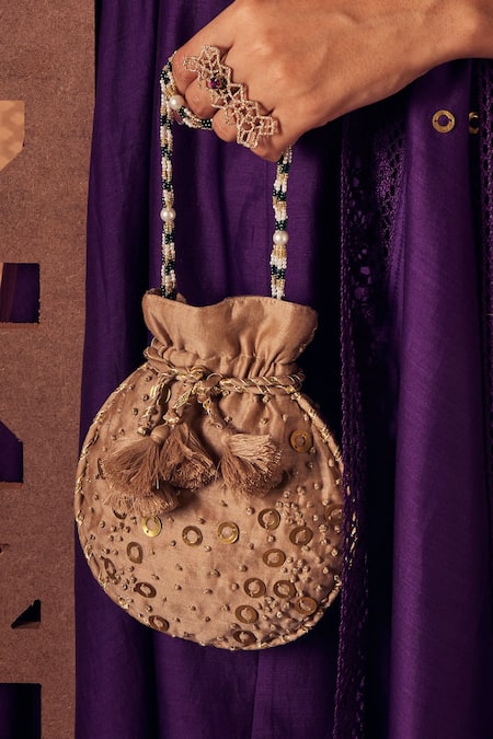 Charkhee Chanderi Potli Bag 