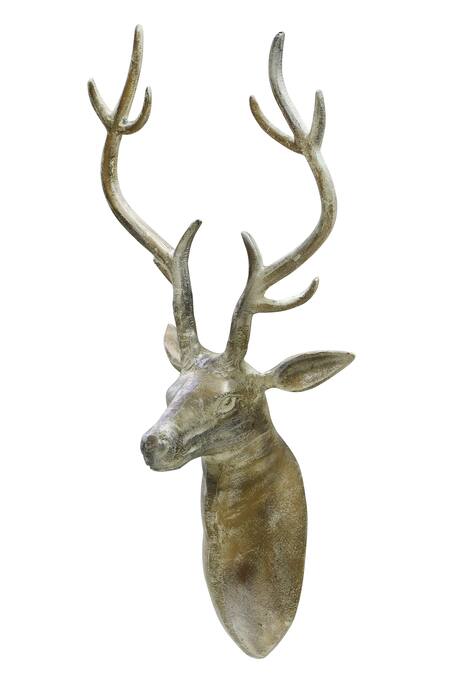 Buy_Cocovey Homes_Gold Alloy Deer Wall Head_Online_at_Aza_Fashions