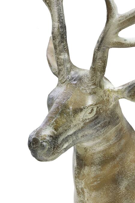 Cocovey Homes_Gold Alloy Deer Wall Head_at_Aza_Fashions
