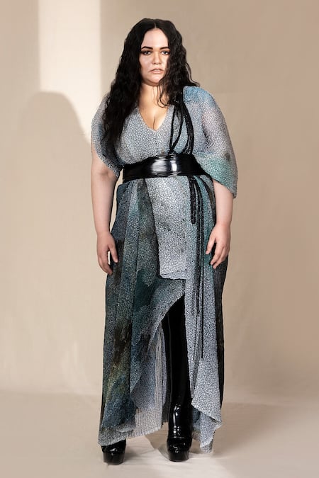 Abhishek Sharma Printed Draped Dress 