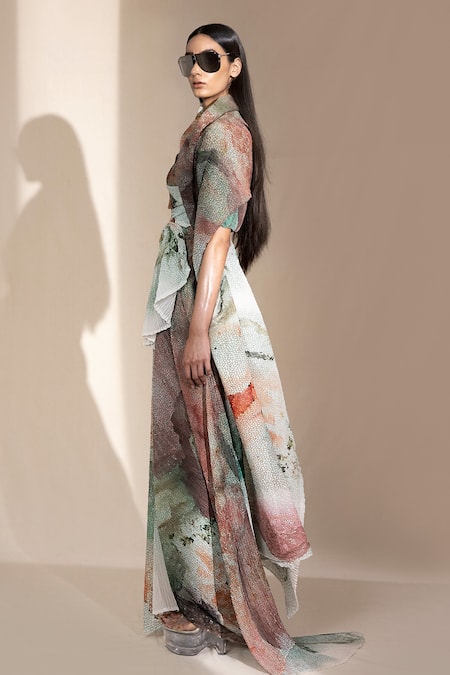 Buy Abhishek Sharma Blue Printed Long Skirt Online at Aza Fashions Buy_Abhishek Sharma_Blue Printed Long Skirt _Online_at_Aza_Fashions