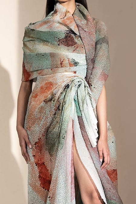 Abhishek Sharma Blue Printed Long Skirt at Aza Fashions Abhishek Sharma_Blue Printed Long Skirt _at_Aza_Fashions