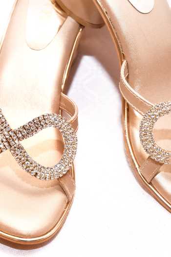 Shop_Foot Fuel_Gold Rhinestones Embellished Round Heels _Online_at_Aza_Fashions