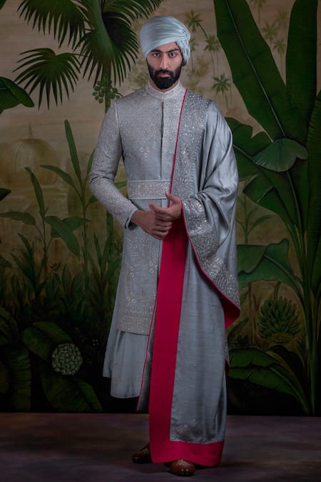 Punit Arora Silk Embroidered Sherwani Set 