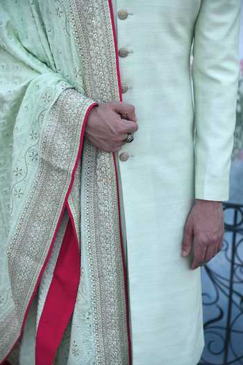 Shop_Punit Arora_Blue Silk Dori, Pearl And Dabka, Thread Sherwani Set _Online_at_Aza_Fashions