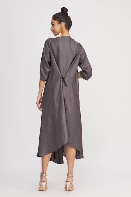 Harsh Harsh Draped Gathered Sleeve Dress 